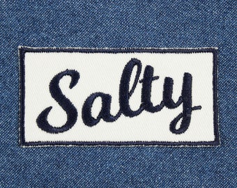 Salty Patch – 3" x 1.5" Salty Embroidered Patch – Patches for Jackets – Salt Patches – Sassy Patch – Nerd Patch – Nerdy Patch – Geek Patch