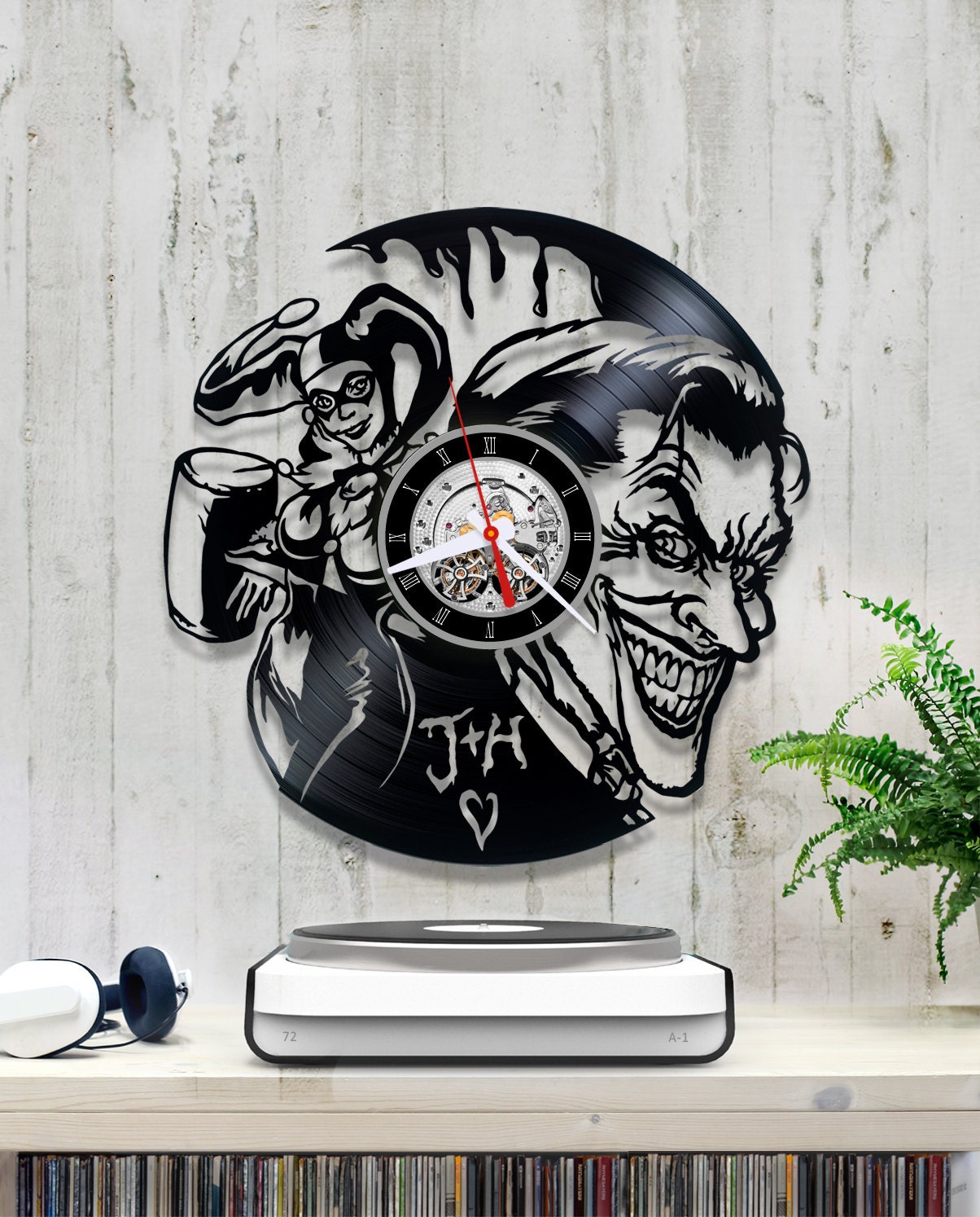 Joker and Harley Quinn Vinyl Record Clock Wall clock Vinyl
