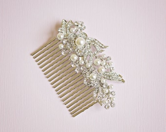 Bridal hair comb, Bridal Headpiece, Vintage hair comb, Bridal headpiece, Rhinestone hair comb, Silver hair comb, Silver Hair vine