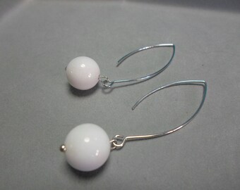 Сacholong earrings/ Silver (Original Rhodium) plated over brass