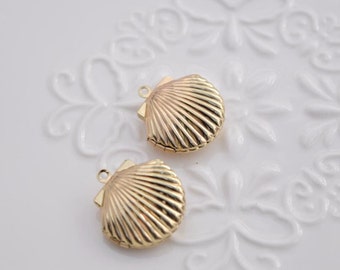 Gold shell locket | Etsy