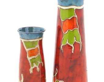 Family gift, Hand thrown ceramic Vase, Cylinder shape tall vase, Ceramic vase, Art pottery, Home deco -11.8 inch