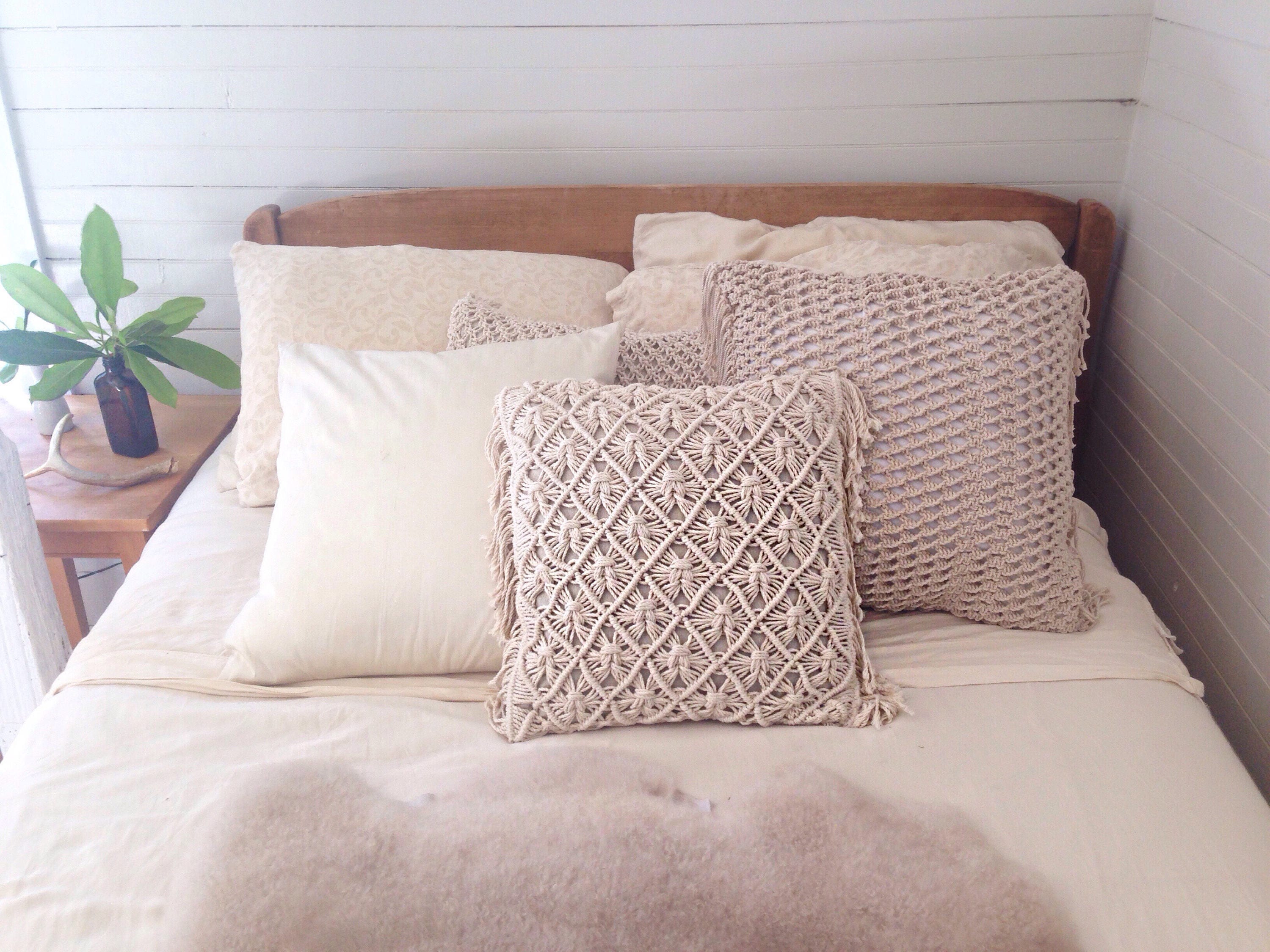 Diamond knotted macrame pillow macrame pillowcase boho home