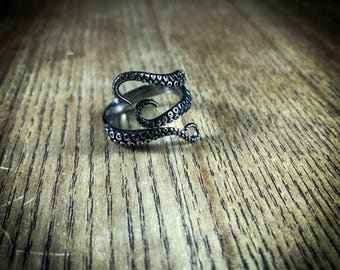 Sterling Siver Tentacle ring, Octopus Ring, punk style Jewellery, Kraken Ring, Pirate Ring, adjustable ring, Rustic Look, Handmade Ring