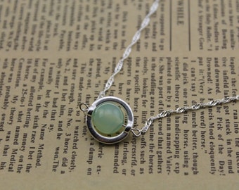 natural prehnite stone Sterling Silver necklace