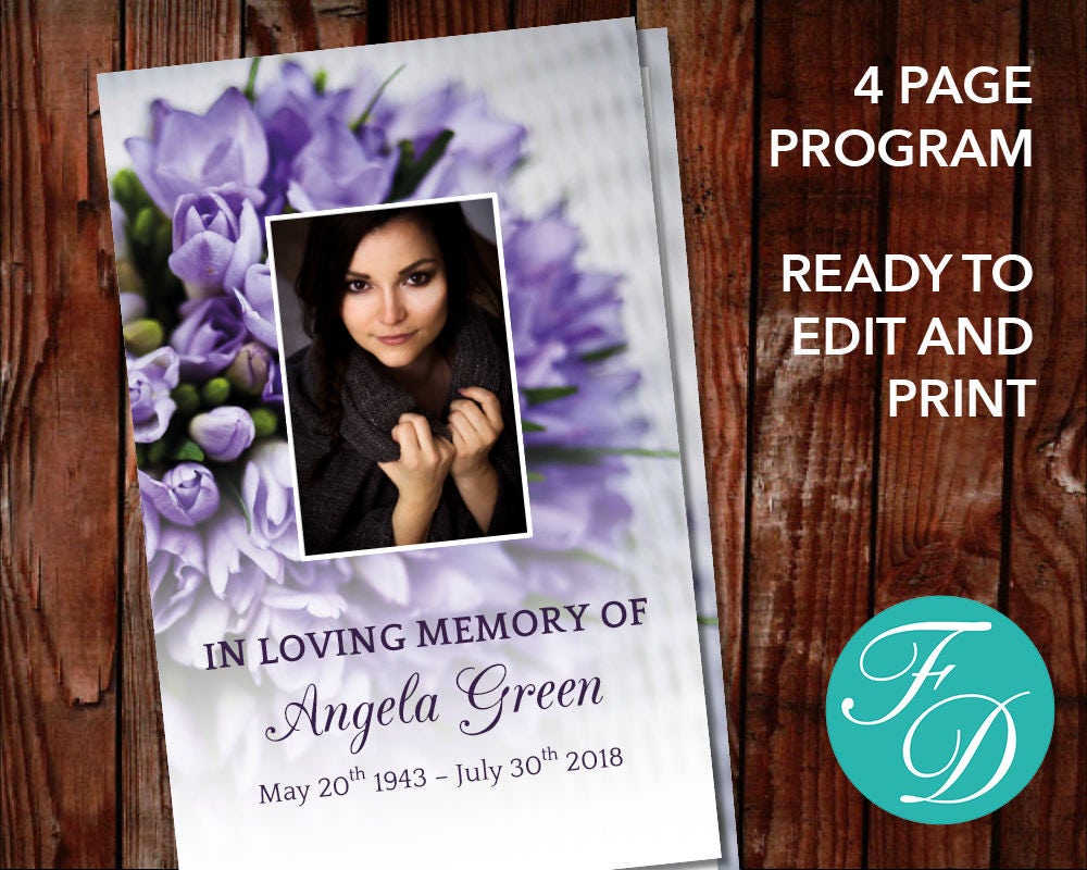 Funeral program template order of service memorial program