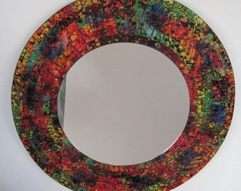 Reverse Painted Art Glass Mosaic Mirror