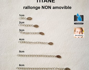 Extension of chain titanium, 1, 2, 3,4,5,6rallonge NON-Removable chain extension hypoallergenic