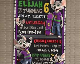Chuck E. Cheese Invitation, You Print Invitation, Chuck E. Cheese Birthday, Chuck E. Cheese Invite, Chuck E. Cheese Themed Invitation