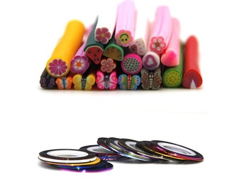35 polymer clay cane fruit cane and 15 rolls of striping tape line