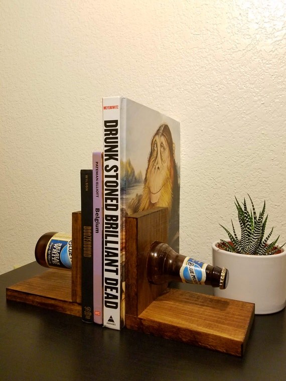 Items similar to Beer Bottle Bookends featuring Blue Moon on Etsy