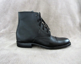 Handmade Leather Boots Black Bull Hide & Emu and Stingray