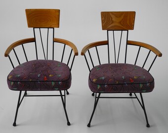 A Pair of Mid Century Modern Richard McCarthy for Selrite Wrought Iron Chairs, Wrough iron Chairs, Mid Century Accent Chairs, Retro Chairs