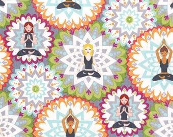 Namaste Fabric, Yoga Fabric, Michael Miller Fabric, Namaste Happy Mandala Lotus 100% cotton woven,