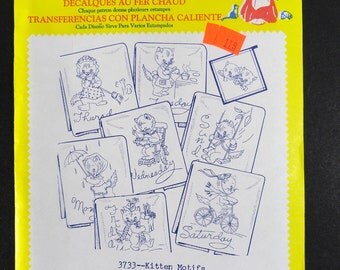 Aunt Martha's Hot Iron Transfers 3733 Kitten Motifs Cats