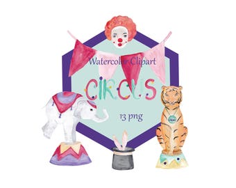 Circus Digital Clipart, Circus Clipart, Carnival Clipart, Circus animals