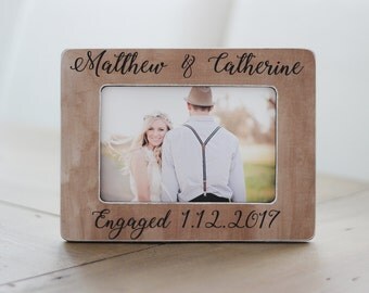 Personalized Engagement Gift She Said Yes Personalized Rustic Picture Frame GIFT Engagement Frame Gift for Couple Engagement Party
