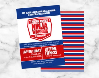 Ninja Warrior Birthday Invitation | Ninja Warrior Party | Rock Climbing Party Invitations | Ninja Warrior Printables | DIGITAL or PRINTED