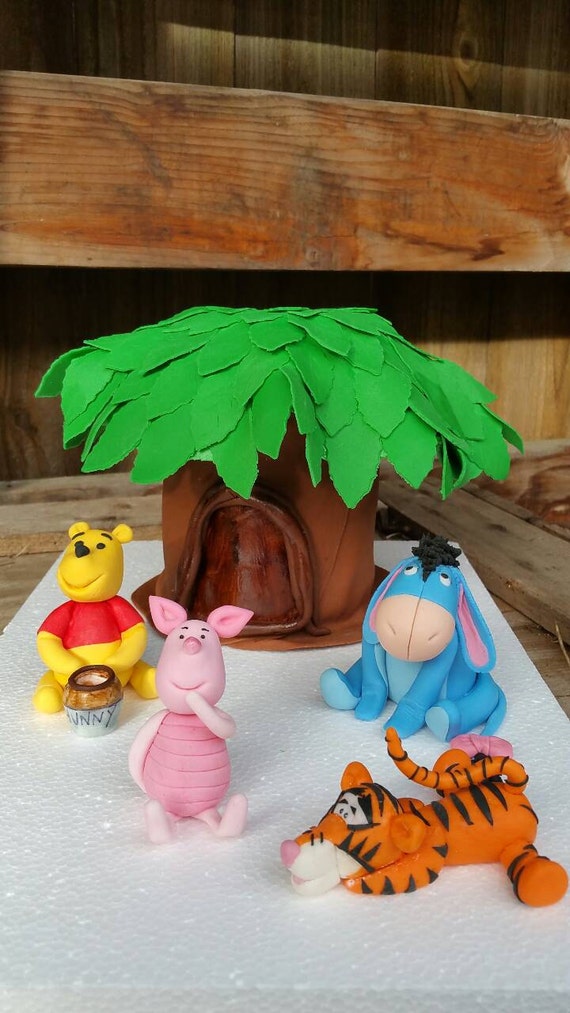 Handmade Edible Winnie The Pooh Inspired Cake Topper Set