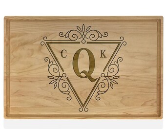 Personalized Initials Maple Custom Cutting Board, Wedding Gift, Engraved Cutting Board, Christmas Gift, Housewarming Gift, Anniversary Gift