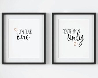 One and Only Print, Youre My Person, Romantic Art, Anniversary Gift Idea, Bedroom, Black and Gold Bedroom Art, Romantic Gift Idea, Rose Gold