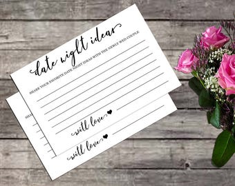 Date Night Cards for Bride and Groom I Date Night Ideas I Bridal Shower Games I Printable Date Night Cards I Bride Groom Date Night Cards