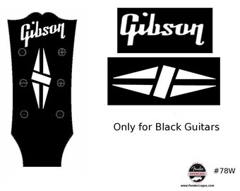 Gibson White Guitar Decal Waterslide Decal Headstock Restoration Logo #78W