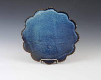 Blue Scalloped Dinner Plate