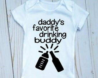 Daddys Drinking Buddy Baby Onesie Funny Baby Onesie