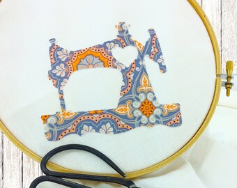 Vintage Sewing Machine iron on applique DIY