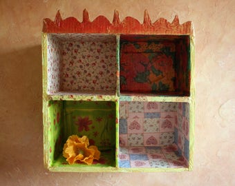 Shelf, wall shelf made of papier-mâché