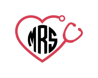 Heart Monogram Stethoscope SVG, Stethoscope SVG, Heart Stethoscope SVG, Nurse Svg, Pharmacist Svg