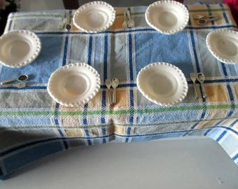 Set of dishes and cutlery for Dolls House, Barbie