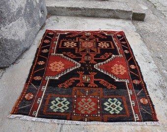 Free Shipping Rare Antique Turkish Rug Vintage Rug 3.2 x 4.1 Feet Floor Rug Decorative Rug Boho Rug Aztec Rug Ethnic Rug