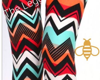 Multi Color Chevron Leggings Buttery Soft One Size S-XL