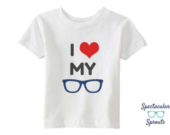I Love My Glasses Tshirt | Glasses T-Shirt | Kids Glasses Shirt | Baby Toddler Children Eyeglasses Clothing | Glasses Theme Tees Eyewear