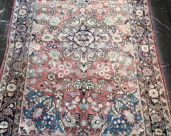 Persian Rug FREE SHIPPING ! 4.1 x 6.5 ft Red Cappuccino Mute Color Vintage Handmade Tehran Rug