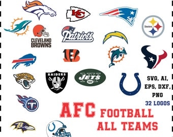Football All Teams logos AFC 32 logos in svg, eps, ai, dxf, png. INSTANT DOWNLOAD