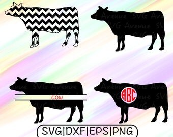 Cow SVG File, Cow Cut File, Cow Cricut SVG, Cow Monogram Svg, Cow Split Svg, Cow Chevron Svg, Cow Png, Cow Dxf, Cow Cutting File, Cow Cameo