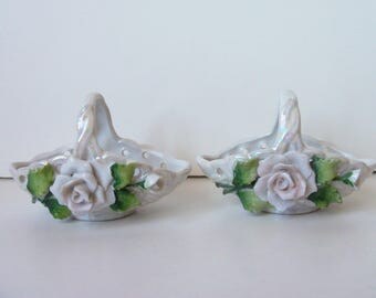 2 Vintage porcelain lusterwear mini buskets, Germany (#EV102)