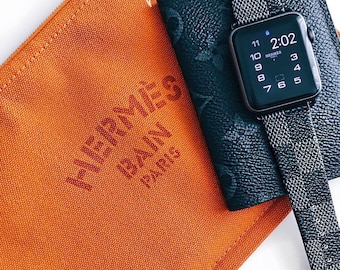 LV Black Watch Strap, Apple Watch Band