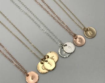 Tiny Initial Charm Necklace, Personalized Necklace, Initial Necklace, Bridesmaid Gift, Graduation Gift, Birthday Gift, For Her, Rose Gold