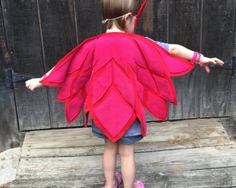 Owlette Wings, Owlette Costume, Owlet Bedtime Hero Toddler, Kids & Adults, Red Owl Wings, Owl Cape, Red Pink Owl Wings, Pretend Owl Wings