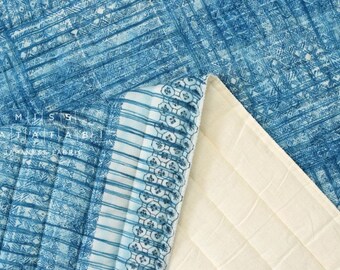 Japanese Fabric Nani Iro Orisome quilted double gauze - kujakuao - 50cm