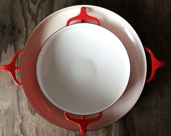 Set of 2 Dansk Paella Pan - Dansk Kobenstyle Enamel Red - Mid Century Design -