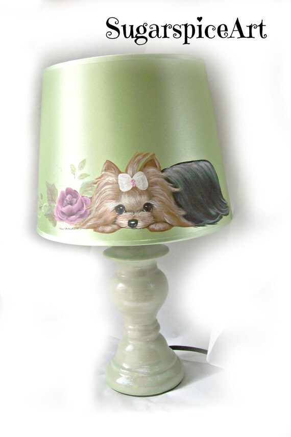 Lamp Shade or small Lamp Hand Painted Custom Breed Dog Art