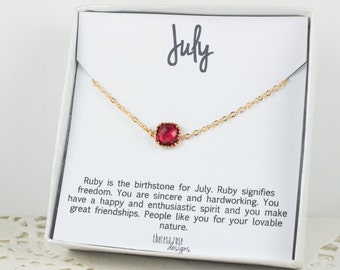 July Birthstone Gold Bracelet, Ruby Gold Bracelet, July Birthday Bracelet, Gold Bracelet, July Birthday Bracelet, Gifts Under 20
