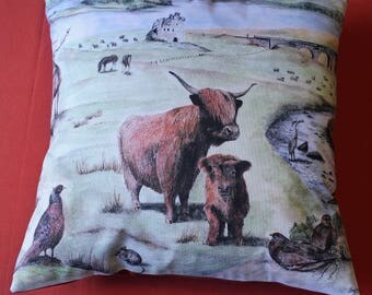 15" cushion cover Highland Cattle Scottish Cows Scotland