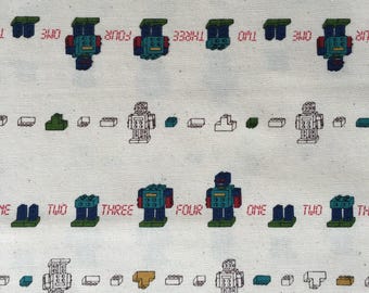 Robot Japanese Import Cotton Fabric - 21 Inch x 13 Inch ( 55 cm x 35 cm)