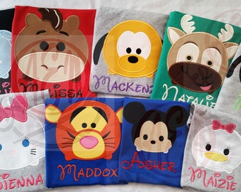 5+ Tsum Tsum Vacation Unisex Shirts ADULT or KIDS Shirts with Character & Name ONLY (6 - 8 weeks)